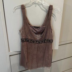 Elie Tahari sleeveless silk voile beaded top